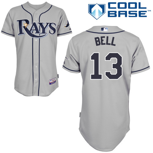 Heath Bell #13 MLB Jersey-Tampa Bay Rays Men's Authentic Road Gray Cool Base Baseball Jersey